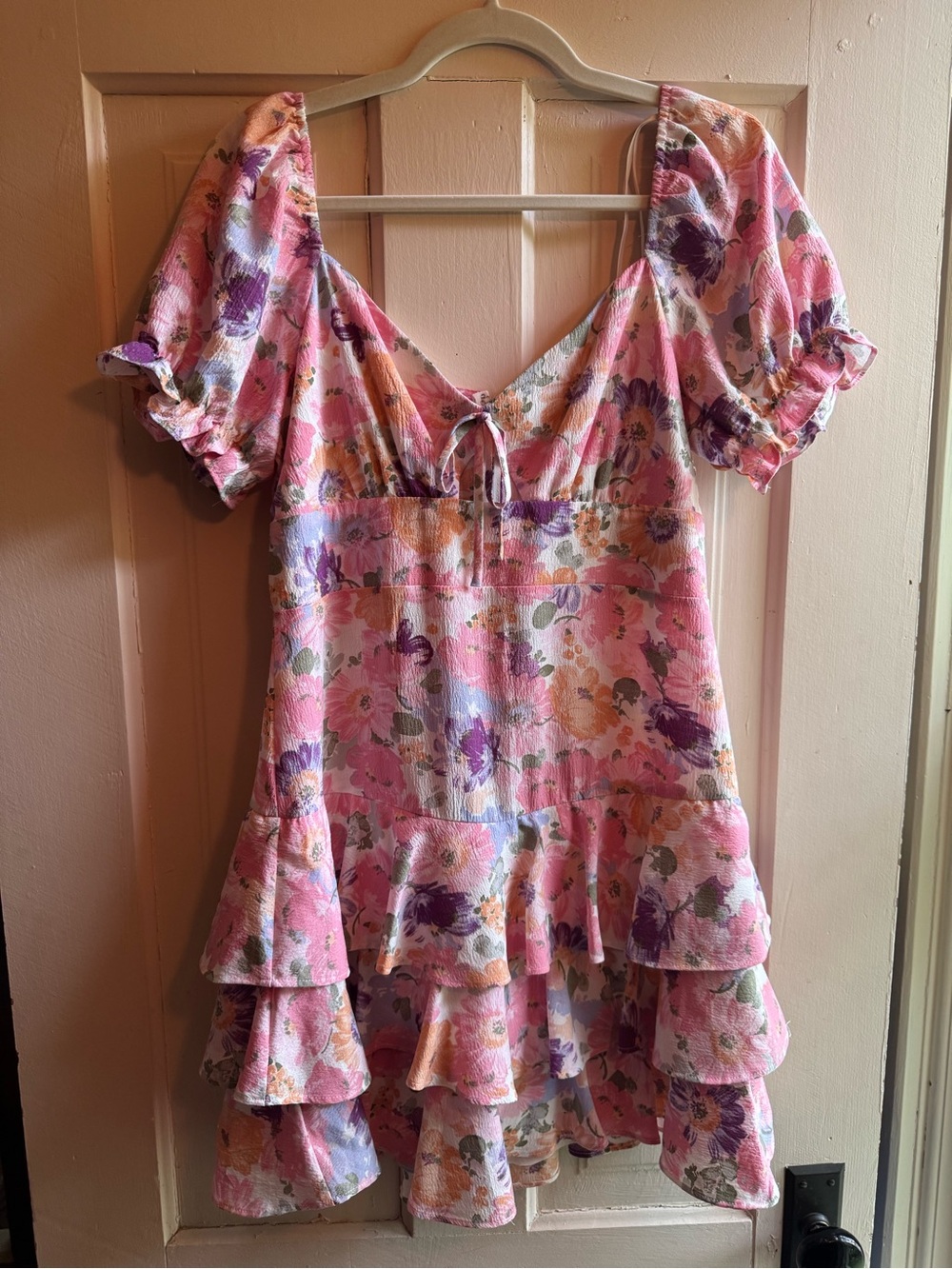 City Studio Pink Floral Ruffle Mini Dress